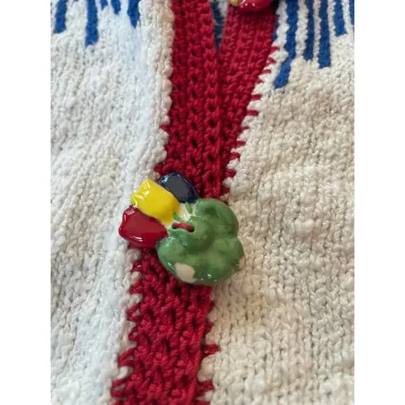 Vintage 90's Cardigan, Floral,  Size Large Made in USA,‎ Ceramic buttons - Picture 6 of 6
